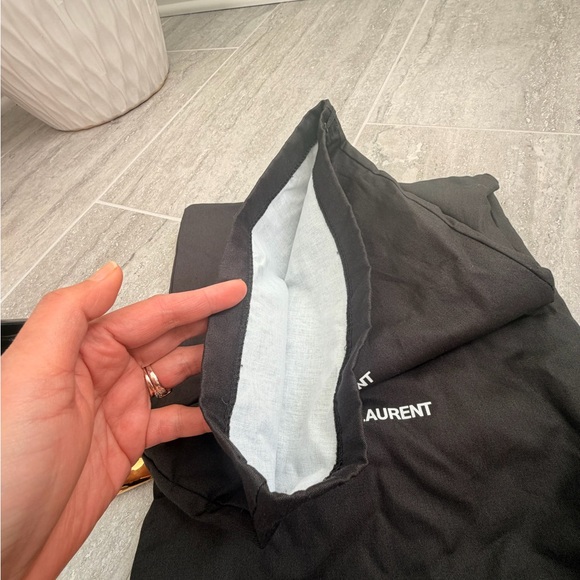 Brand New Saint Laurent  Jeanne Black Slingback Heels with Gold Toe Accent - Picture 15 of 15